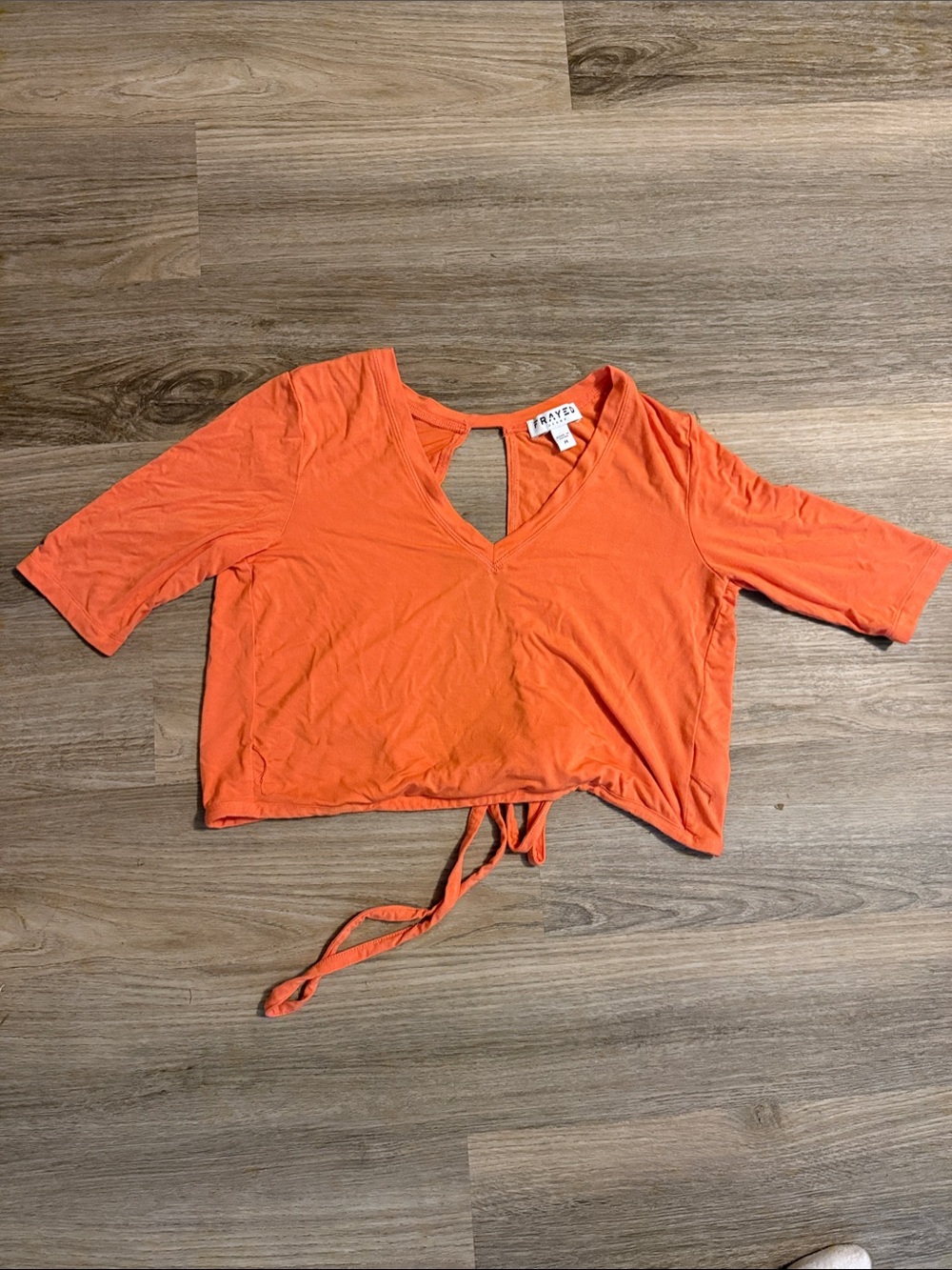 Fate Orange Tie-Front V-Neck Crop Top
